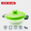 2.5L heat resistant glass baking pot with pp lids and steamer